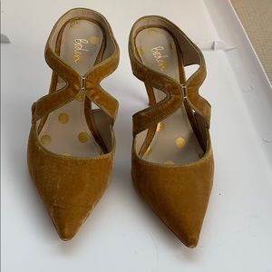 Boden Gold Velvet Pumps Open Back Sz 39